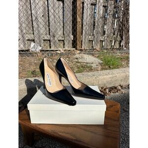 Manolo Blahnik Visierra Black Leather Pumps Heels Size 6B